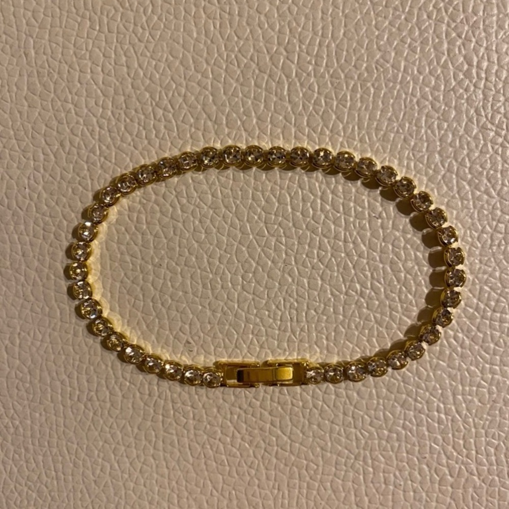 7CT 3mm Bezel Set Lab Created Diamond Tennis Bracelet 14K gold Plated Sterling